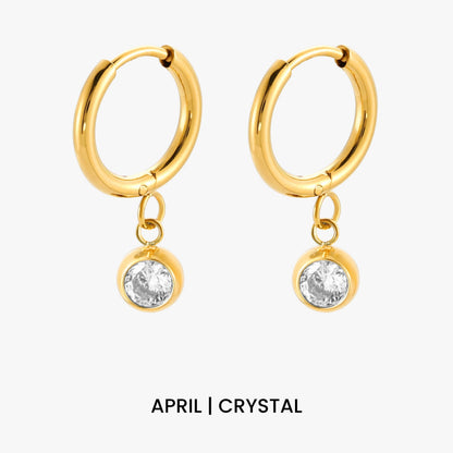 Birthstone Charm Hoops