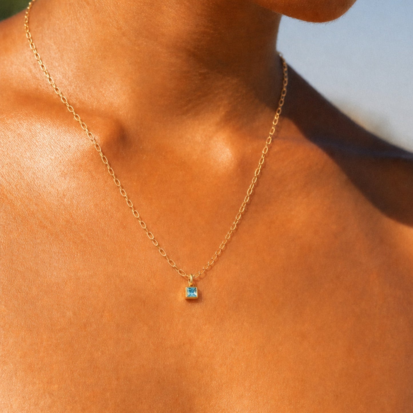 Collar de clip de oficina con piedra de nacimiento