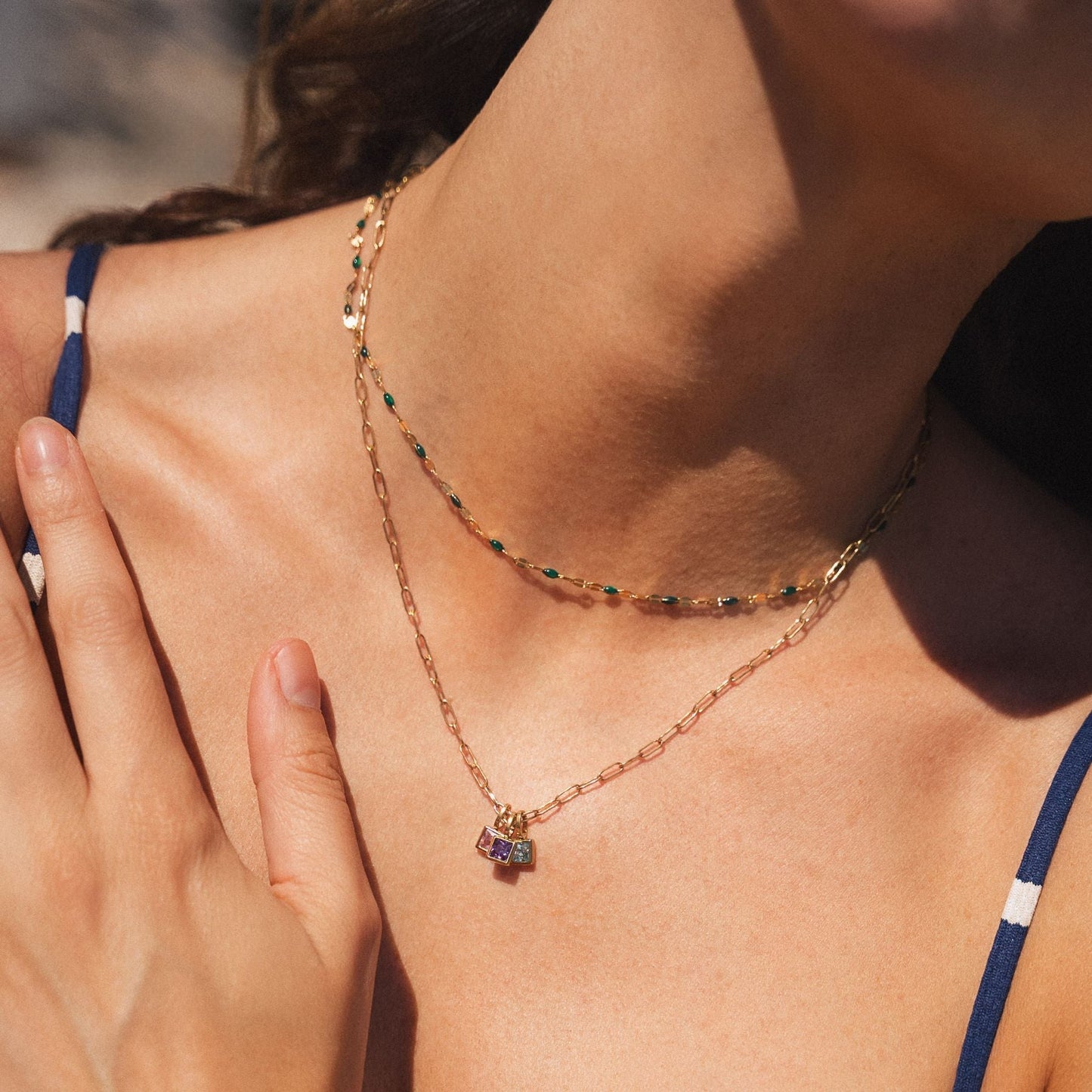 Collar de clip de oficina con piedra de nacimiento