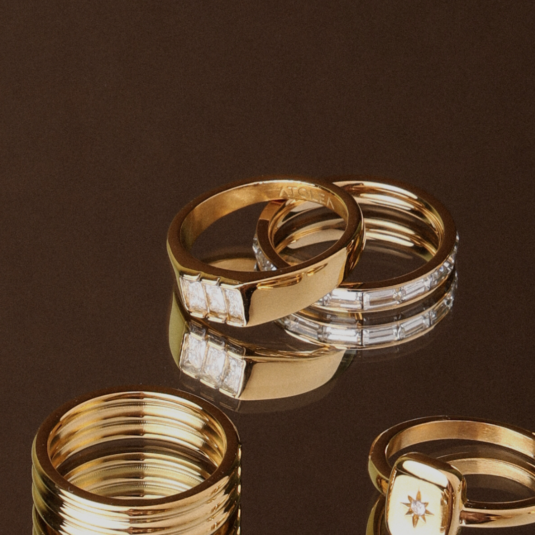 Anillo de sello tipo baguette