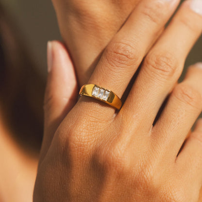 Anillo de sello tipo baguette