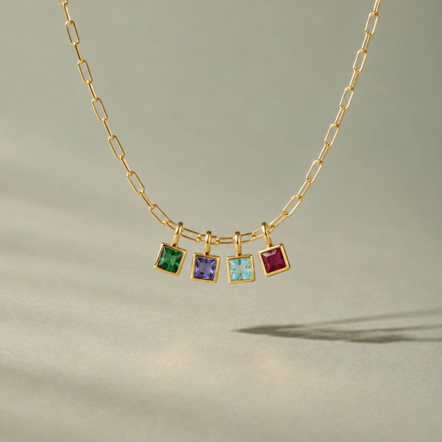 Collar de clip de oficina con piedra de nacimiento