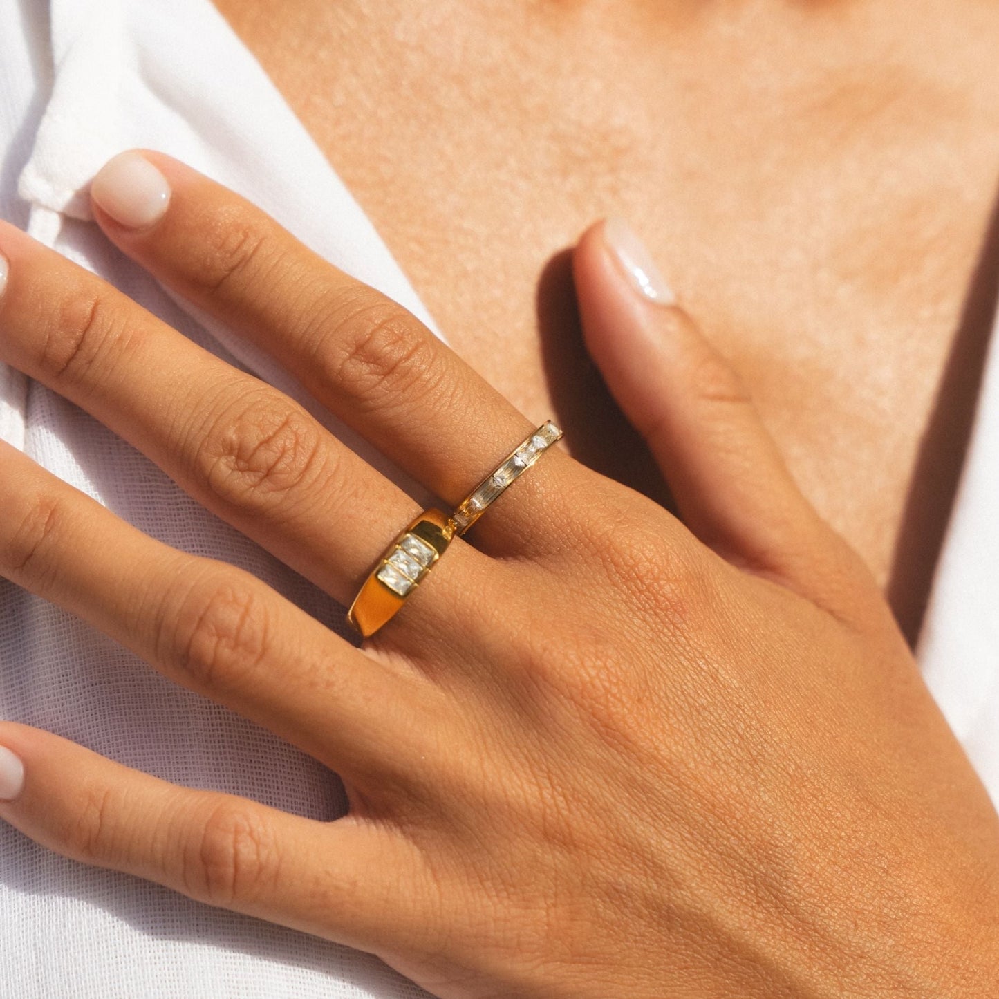 Anillo de sello tipo baguette