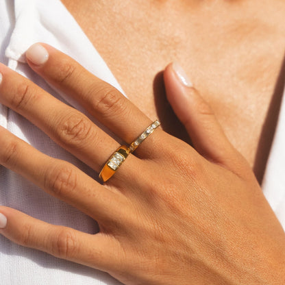 Anillo de sello tipo baguette
