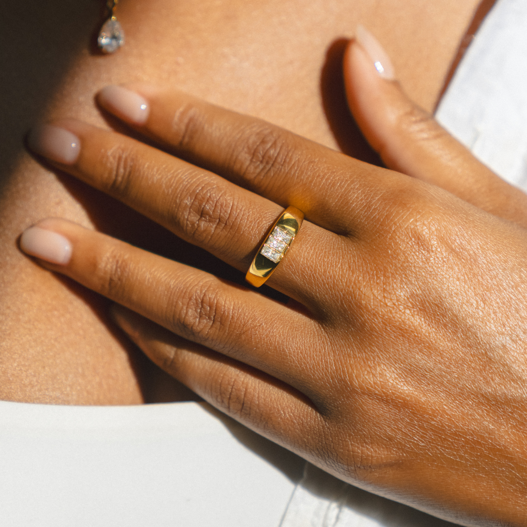 Anillo de sello tipo baguette