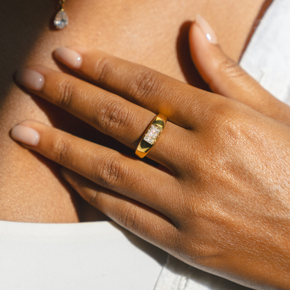Anillo de sello tipo baguette