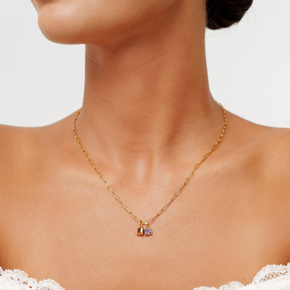Collar de clip de oficina con piedra de nacimiento
