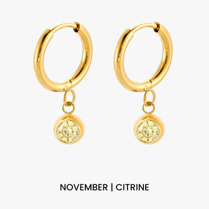 Birthstone Charm Hoops