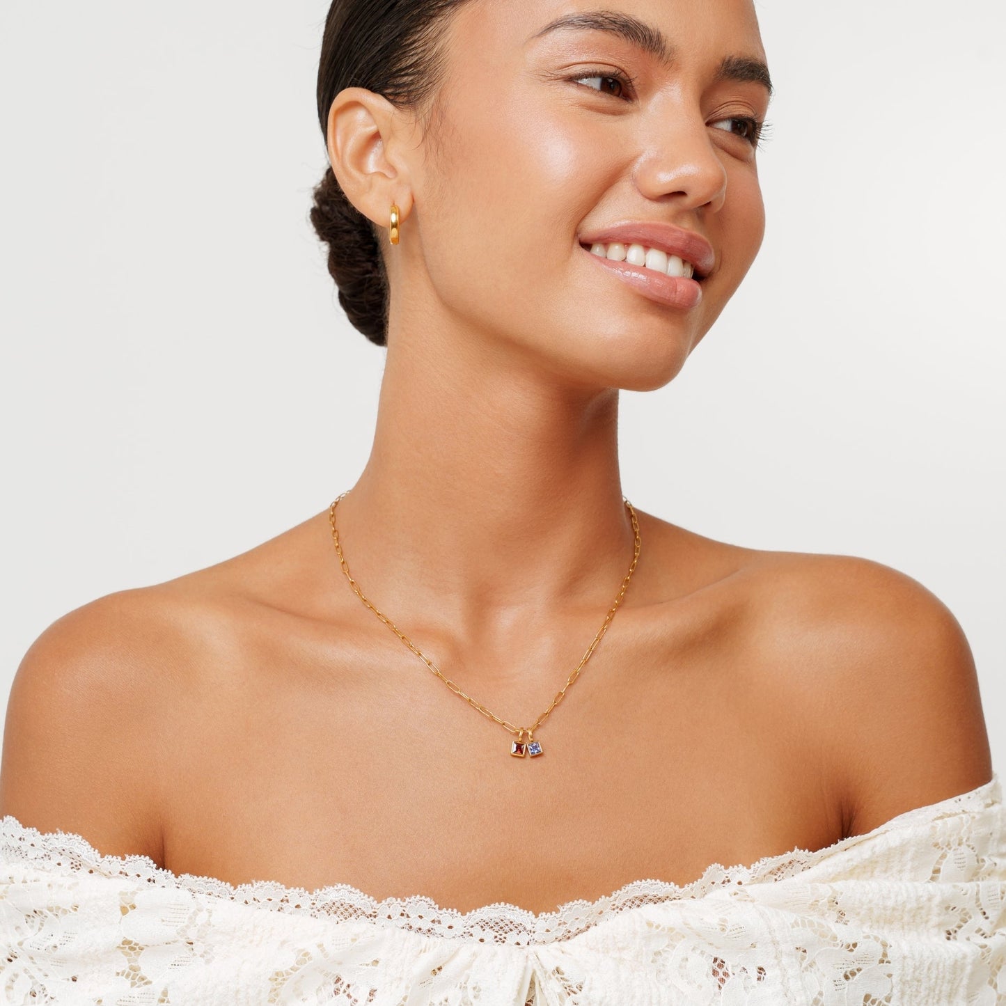 Collar de clip de oficina con piedra de nacimiento