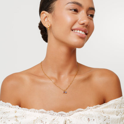 Collar de clip de oficina con piedra de nacimiento
