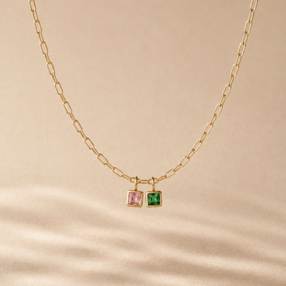 Collar de clip de oficina con piedra de nacimiento